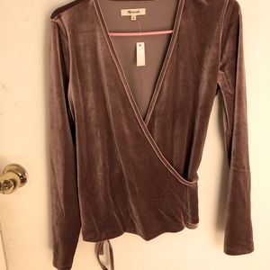 MADEWELL Long Sleeve Velvet Wrap Top ✨BNWT